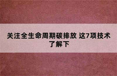 关注全生命周期碳排放 这7项技术了解下